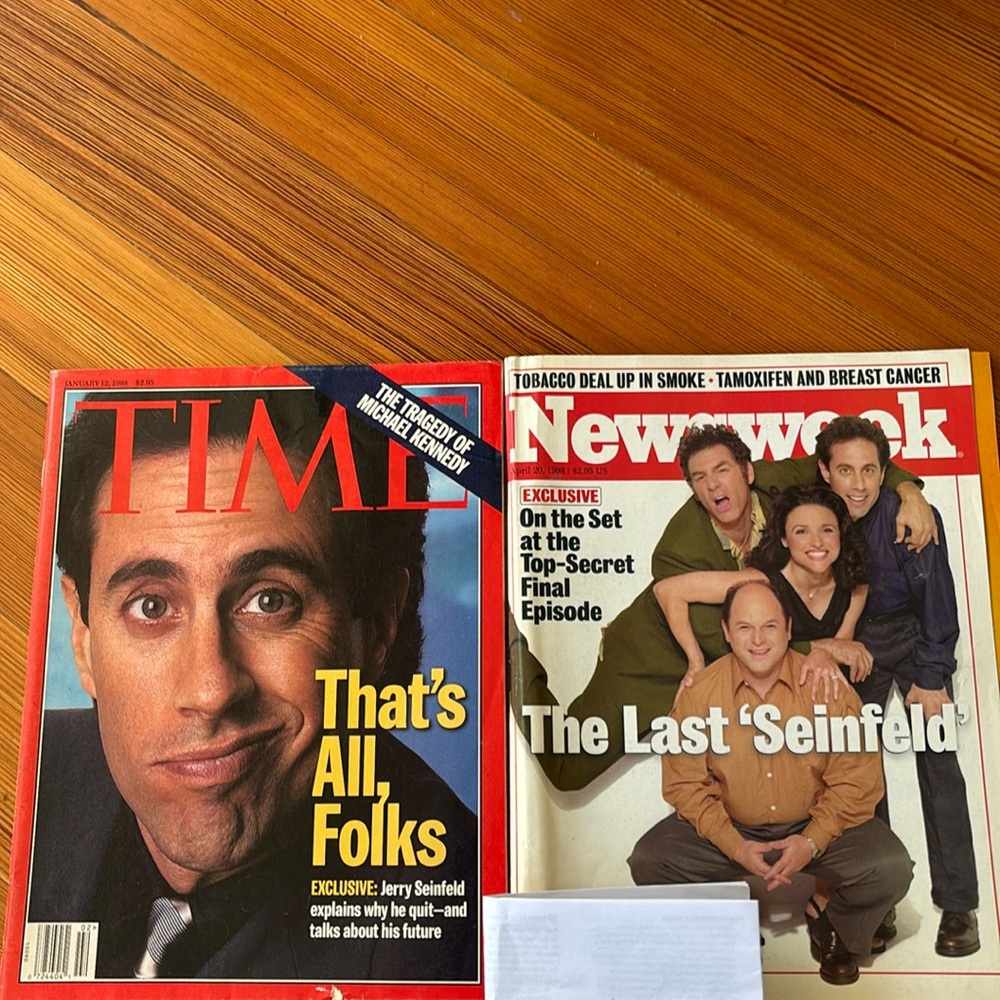 Newsweek April 20, 1998 The Last Seinfeld and Time January 22, 1998 Seinfeld